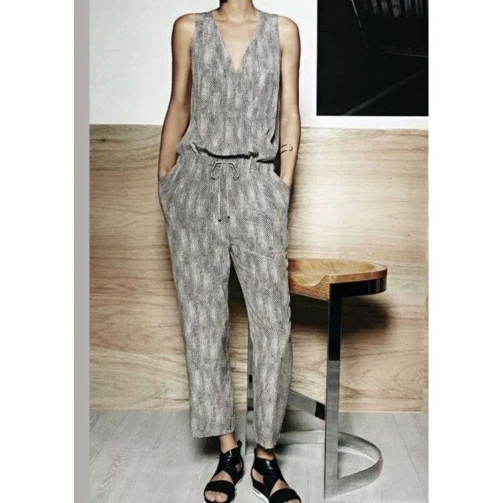 Eileen Fisher The Fisher Project Silk Jumpsuit Size S Reptile  Print Sleeveless